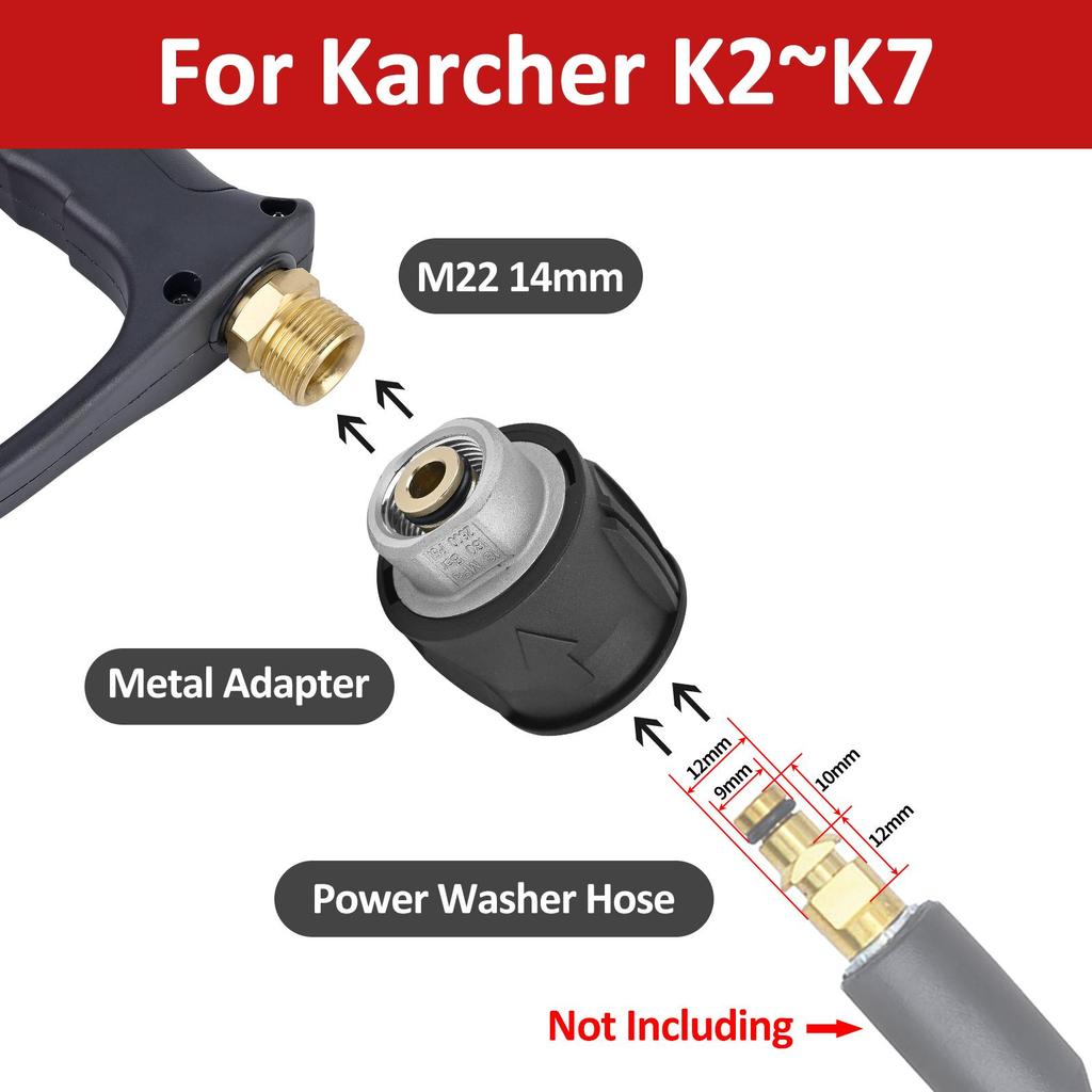 Pressure Washer Water Gun Kit for Car Cleaning Hose Connector For Karcher Nilfisk Parkside Bosch Quick Connector Nozzles