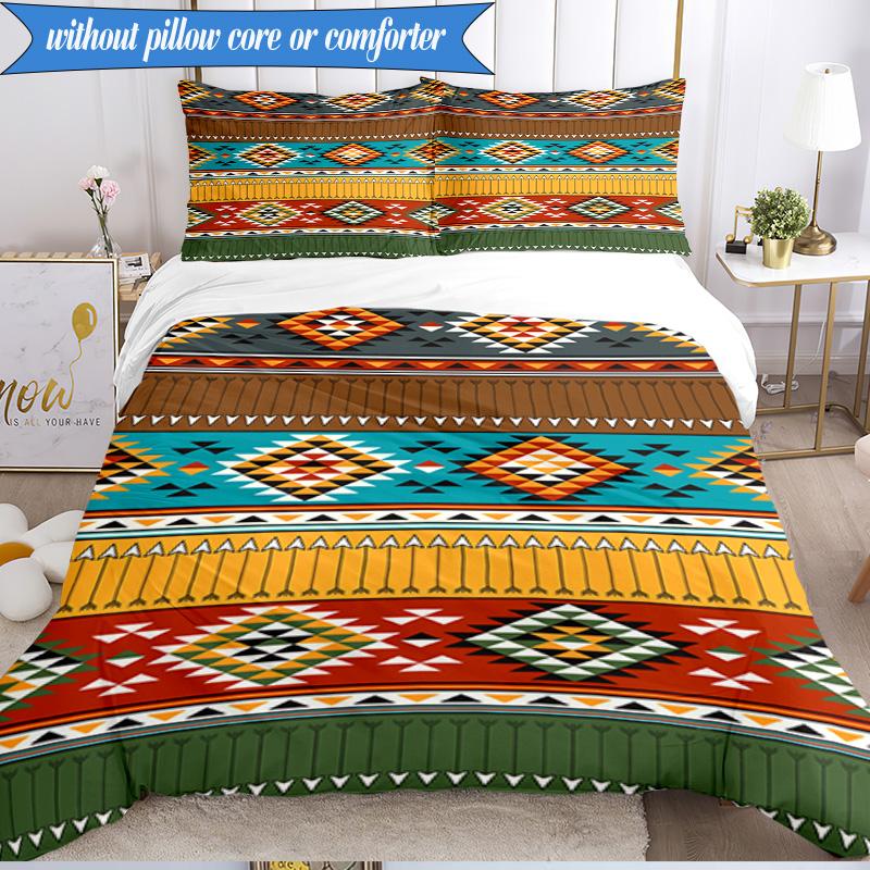 3PCS Native American Pattern Bedding Set,Including 1pc Duvet Cover And 2pcs Pillowcases Perfect for Bedroom, Dormitory, Fan Christmas Gift
