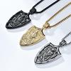 Collana Titanio Scudo Arcangelo San Michele Stile Vintage Europeo e Americano Dressing alla Moda