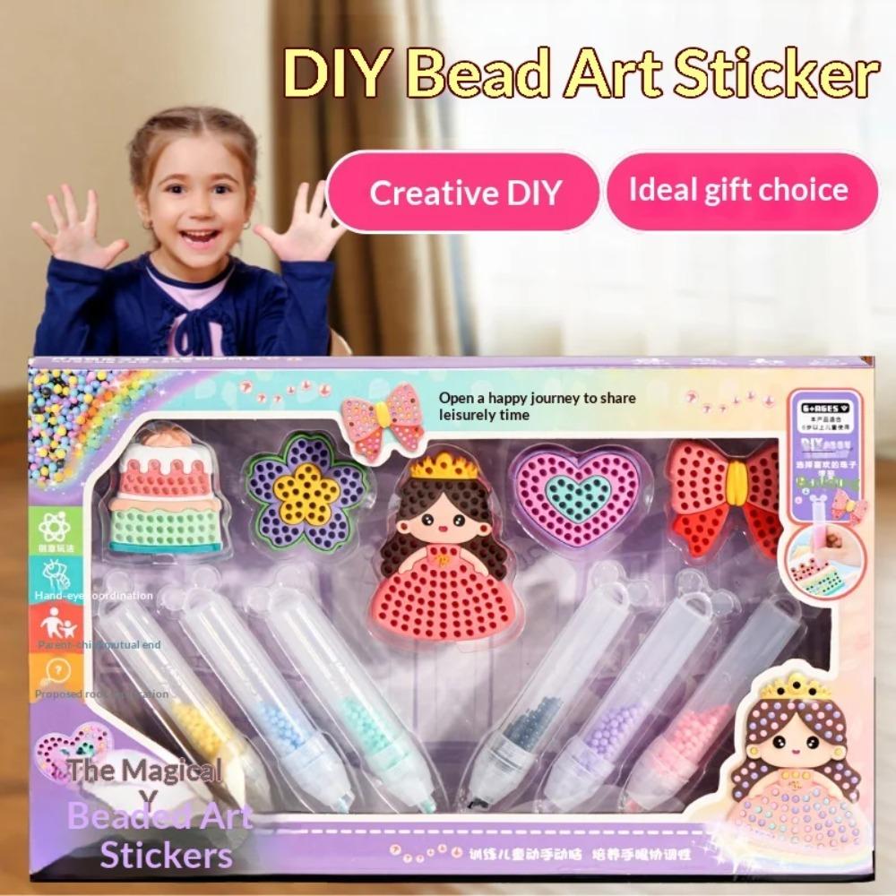 Pittura su tela con perline adesive fai-da-te per bambini, Giocattolo puzzle con adesivi diamantati creativi, Design con animali dei cartoni animati e principesse per bambine