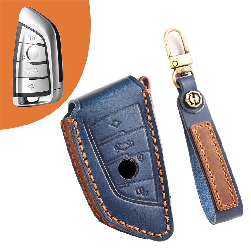 4 Buttons Leather Car Rmote Key Case Cover for BMW X1 X3 X4 X5 F15 X6 F16 G30 7 Series G11 F48 F39 520 525 F30 118i 218i 320i