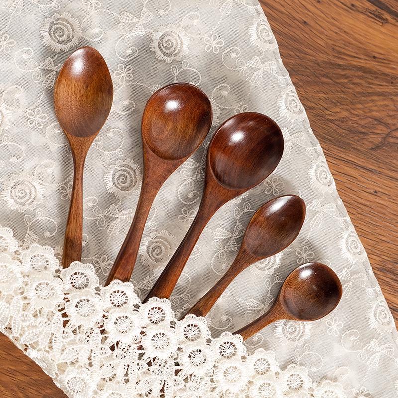 Camphor Wood Multi-Purpose Spoon Set: Coffee, Milk Tea, Honey, Dessert, Soup & Fork for Adults and Children.