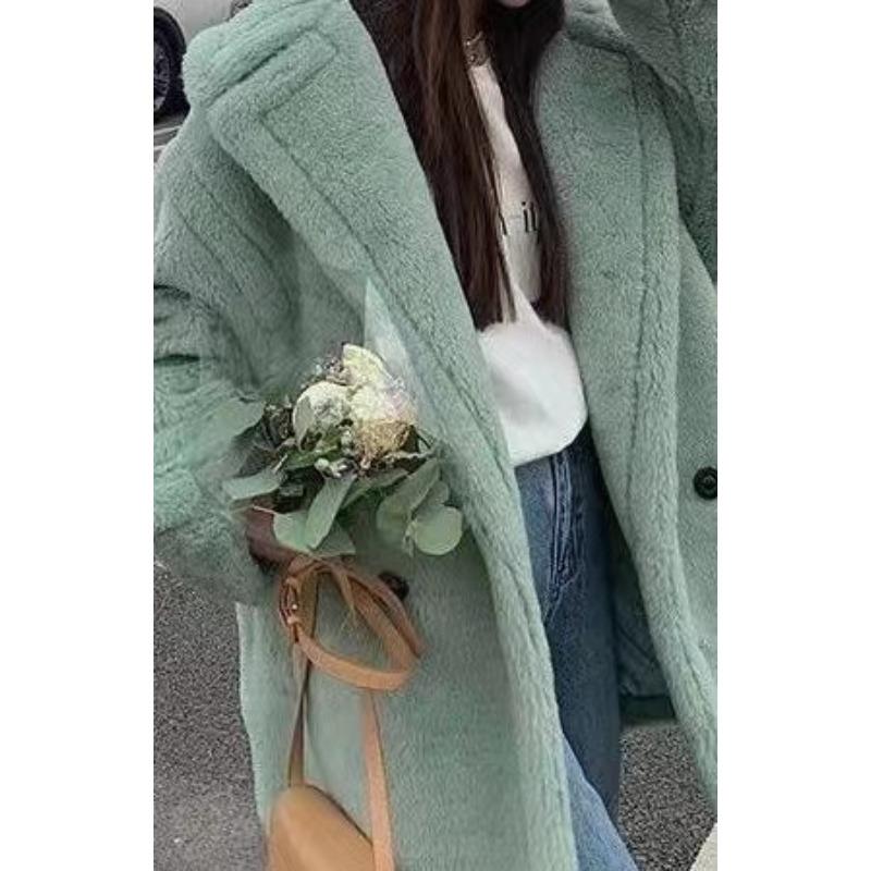 Teddy bear coat women's imitation fur coat caterpillar long silhouette cashmere coat