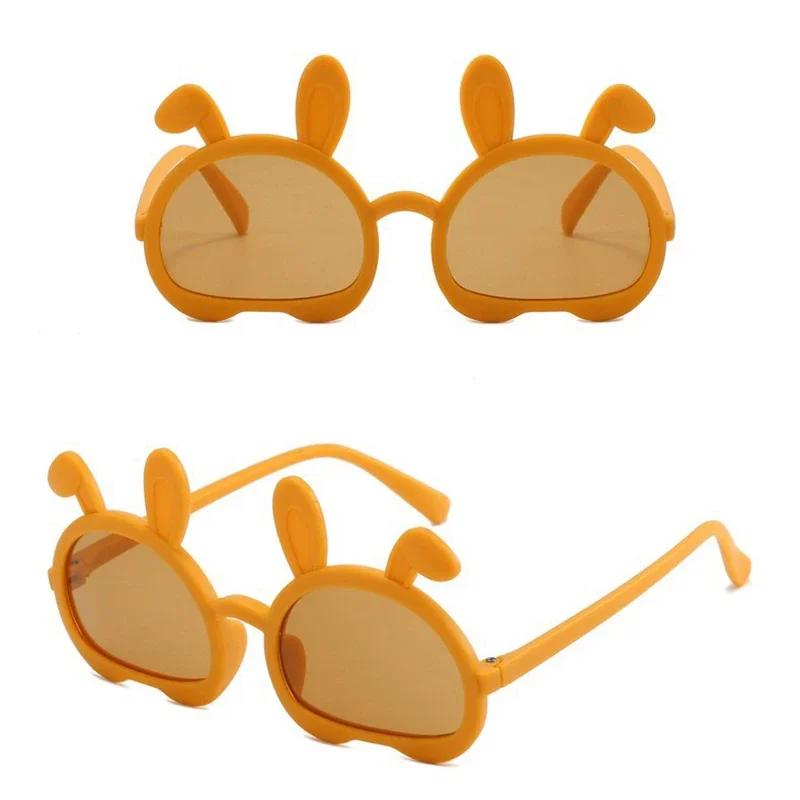 1PC Children Sun Glasses Fashion Style Oval Rabbit Ears Kids Sun Eyeglasses Boys Girls Goggles Baby Cute Shades UV400 Protection Travel Eyeglasses