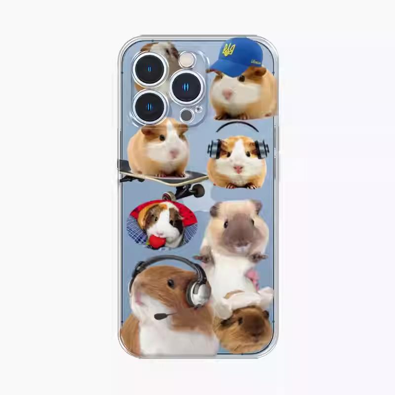 Fashion Simple INS Cute C-Guinea Pig Phone Case for iPhone 16 Pro 15 14 13 12 11 Promax Plus High-end TPU Transparent Soft Cover