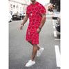 Fashion Lion 3D Print Men's Set Summer Crew Neck Short Sleeve Top & Breathable Shorts Streetwear Casual Two-Piece Set