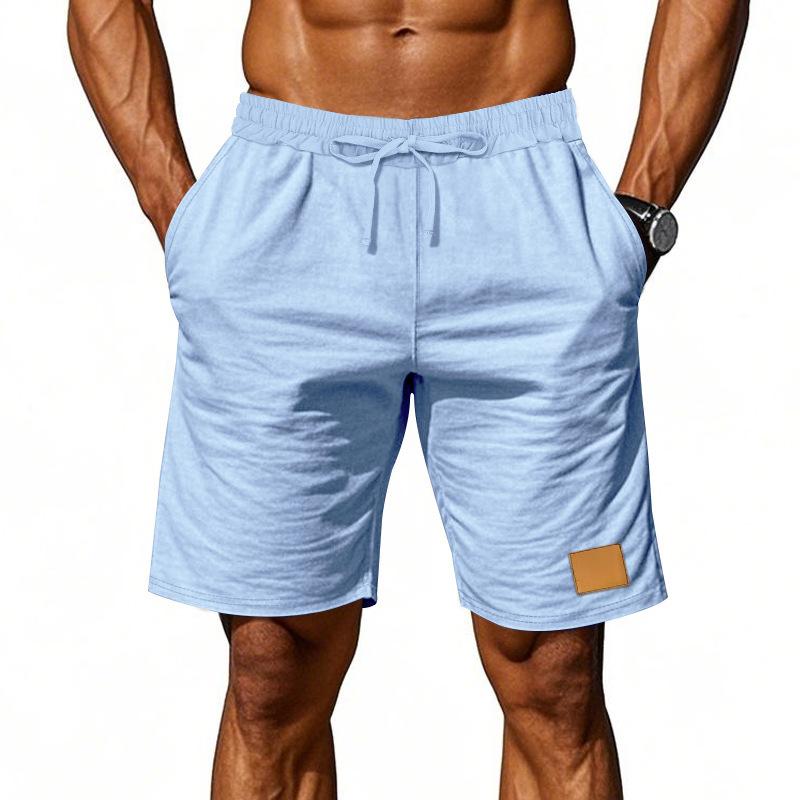 Men's Lightweight Linen Breathable Solid-Color Beach Sports Casual Loose-Fit Shorts