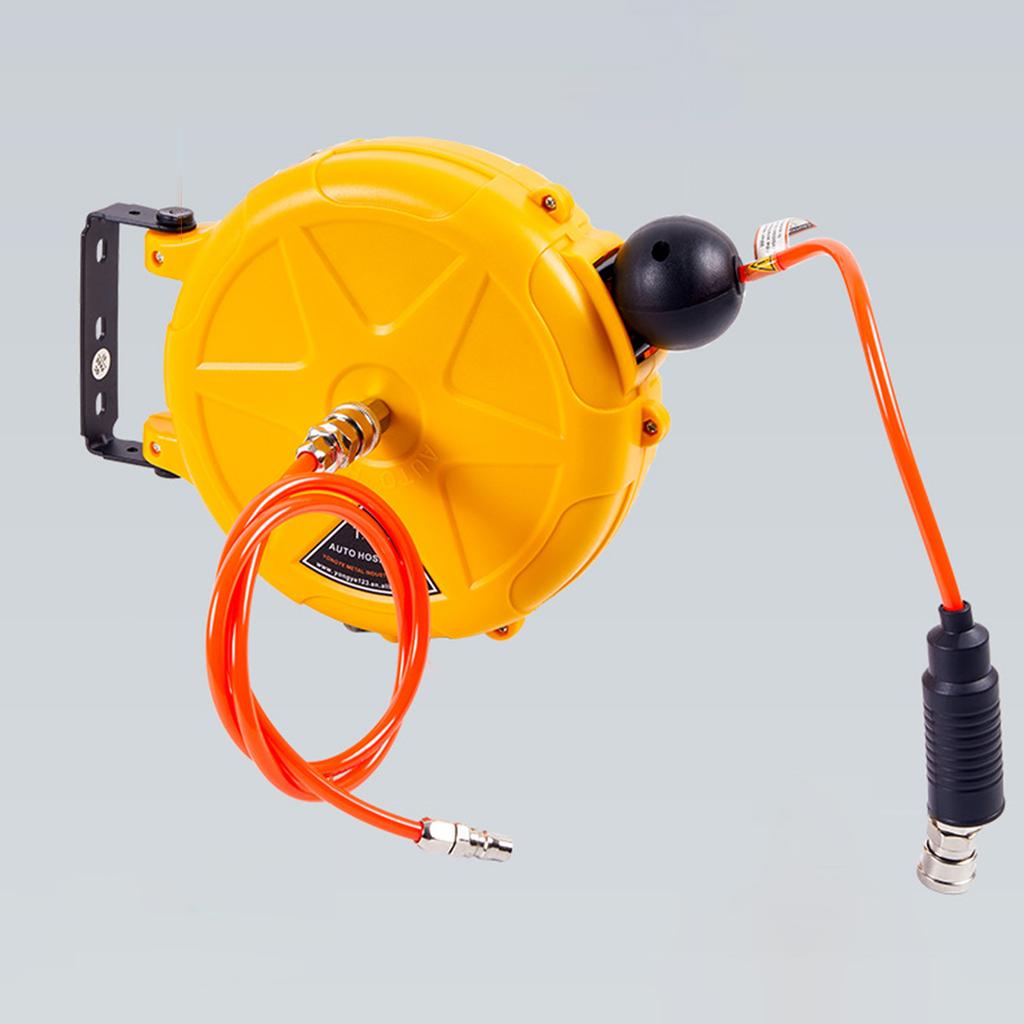 Avvolgitubo ad aria retrattile automatico con tubo dell'aria da 10M, riavvolgimento lento per lavaggio auto all'aperto, officina, garage, irrigazione giardino
