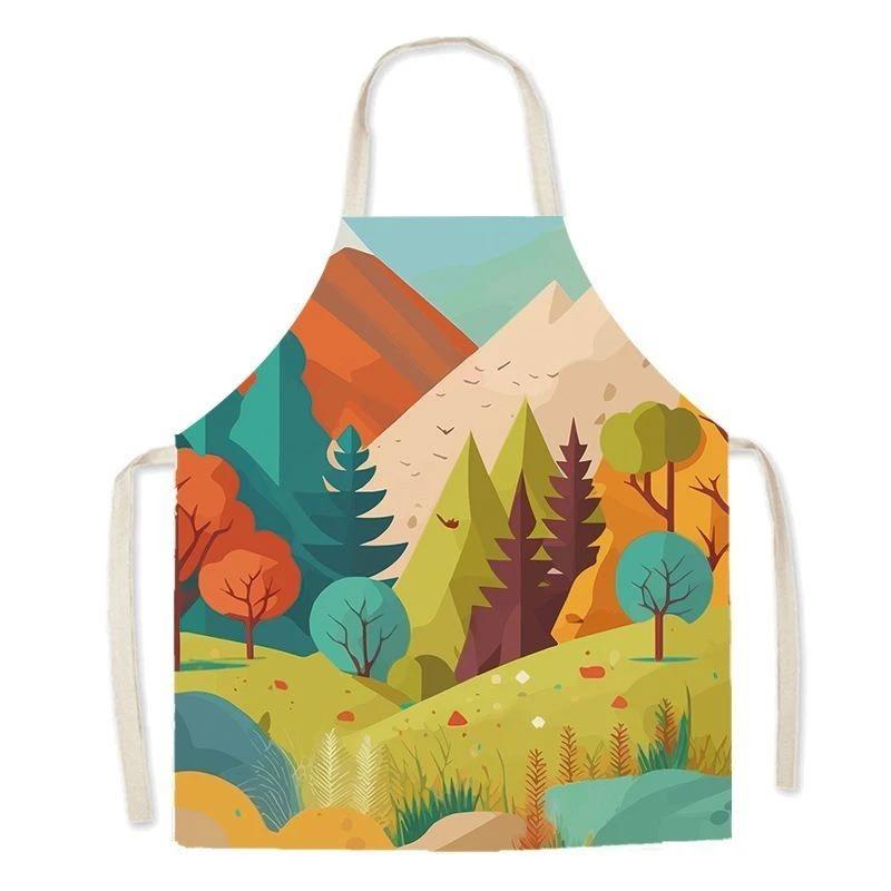 

Natural Jungle Illustration Apron Cute Adventure Cartoon Baking Kitchen Home Creative Parent-Child Studio Dress 38X47cm
