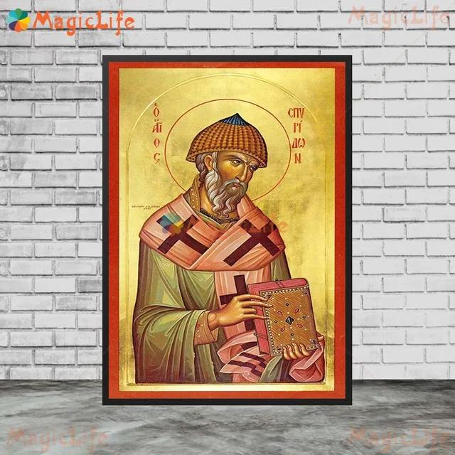 Vintage Byzantine Saint Arsenius Wall Art Canvas for Living Room Decor  Unframed Nordic Style Poster