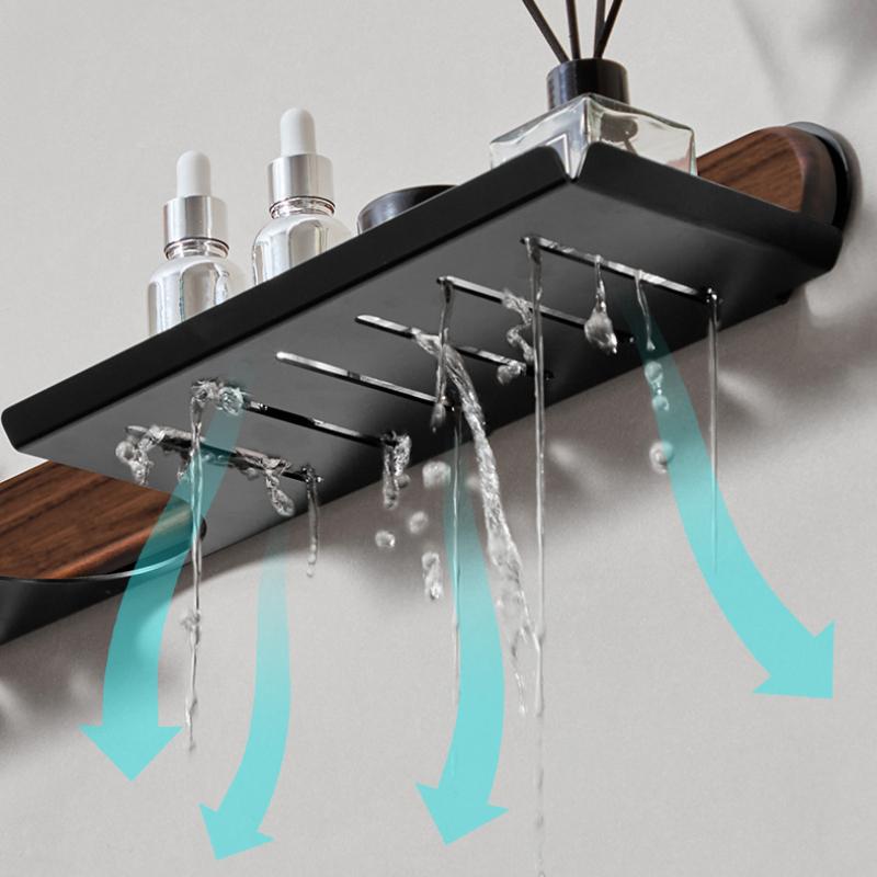 Walnut Toilet Sink Mirror Shelf Faucet Washbasin Sink Wall-mounted Storage Racks Bathroom Rack Toilet Kitchen Shelf No Punch