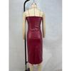 2025 Herbst Winter Damen PU Leder Korsettkleid, Sexy Wickelstil Bodycon Mini Kleid mit hohem Schlitz, Ärmelloses Bustier Abendkleid für Party