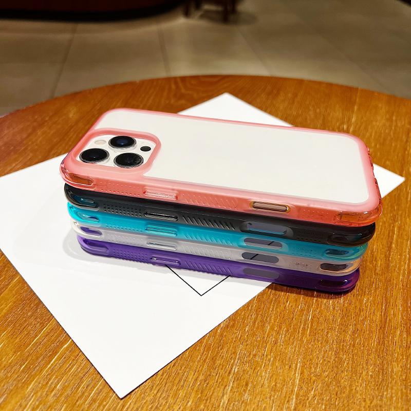 New Solid Color Border Four Corner Anti Fall HD Transparent Bumper Phone Case For iPhone 17 Pro Max Air 15 12 13 14 16 Pro Max