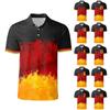 Męska koszulka polo z krótkim rękawem, wzór płomieni, zapinana na guziki, casualowy krój, lekki top, rozmiary M do XXXL