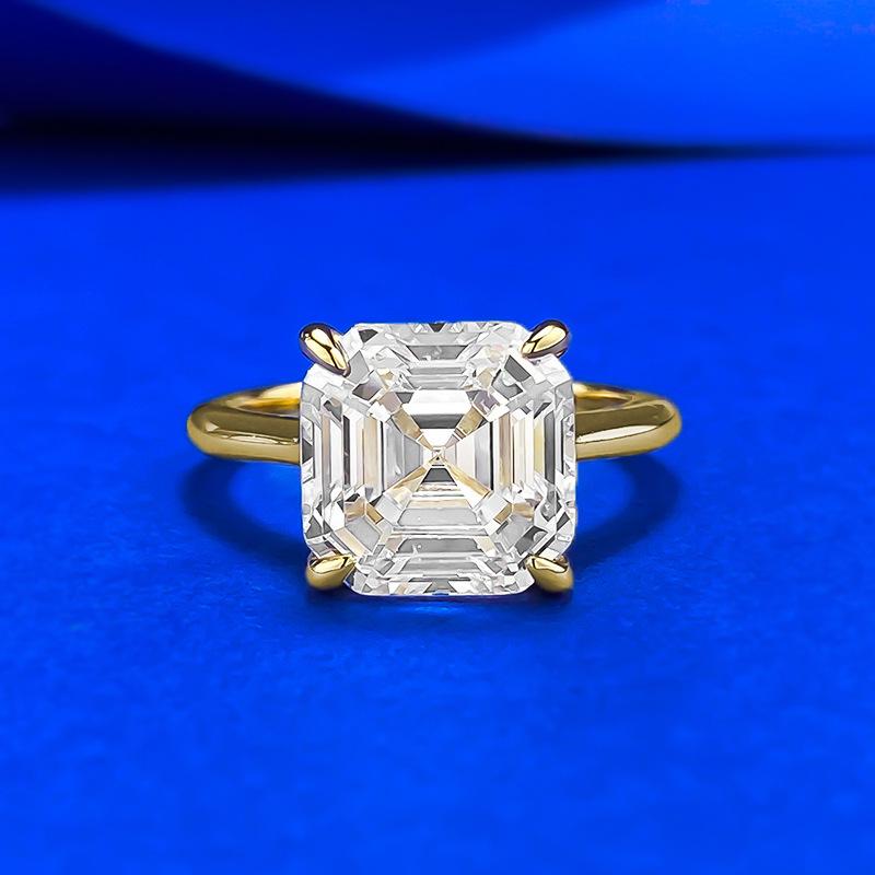 

Xian Can Jewelry 2025 Кольцо из серебра S925 с белым бриллиантом огранки Ашер - Классический европейский и американский стиль Size 7