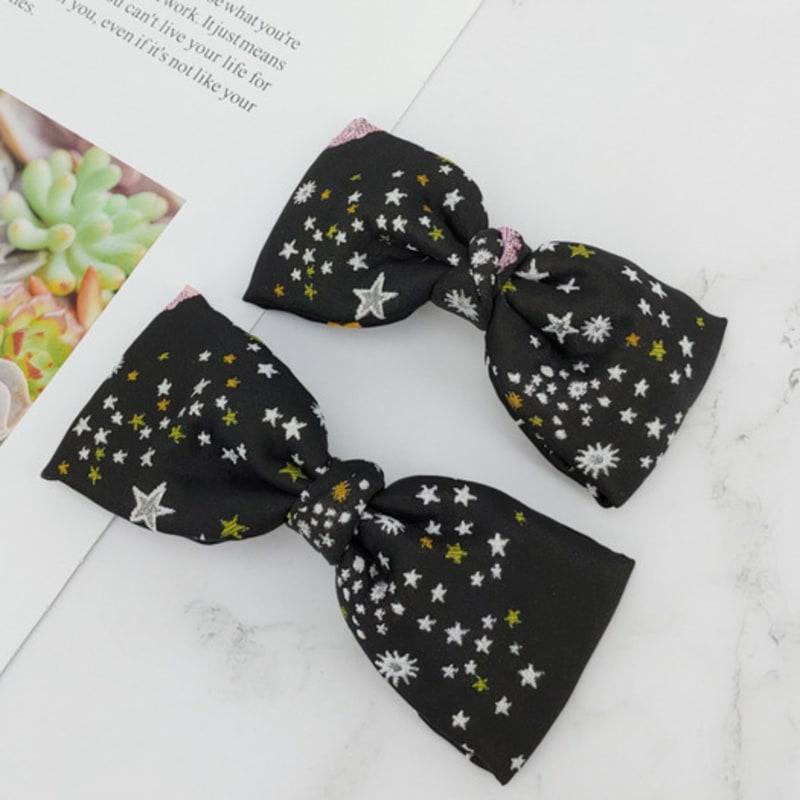 MAIA Milky Way Star Jacquard Hair Ribbon Pin - Pink