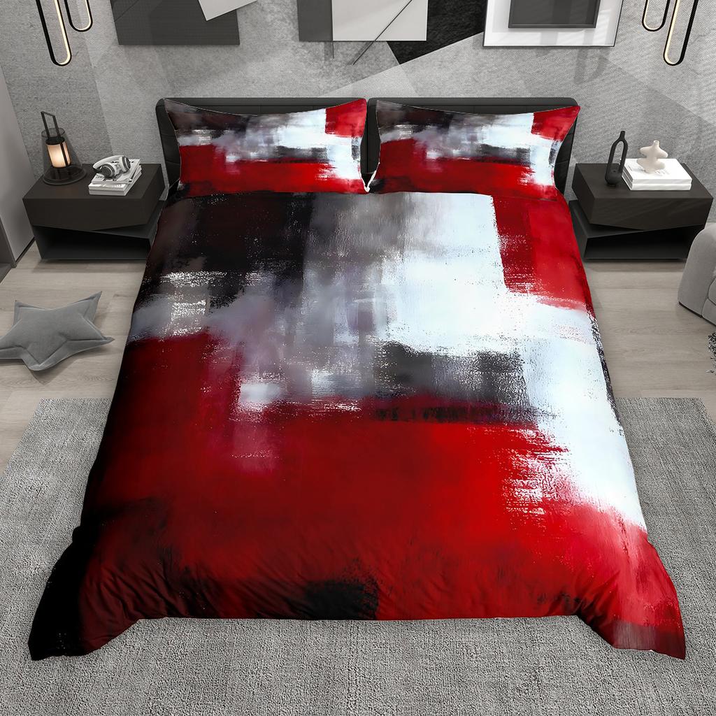 Homewish Watercolor Ombre Aesthetic Duvet Cover Set 2pcs/3pcs, Graffiti Oil Painting Bedding Set, Modern Gradient Bed Set