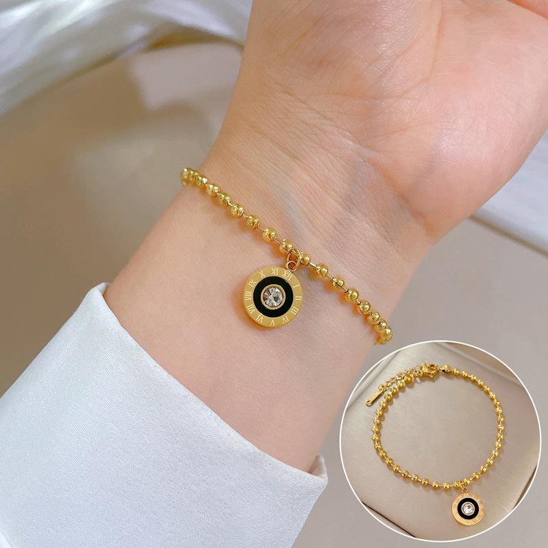 Furnace Real Gold Zircon Hip-Hop Bracelet Gold Fashion Temperament Korean Version Simple Luxury Niche