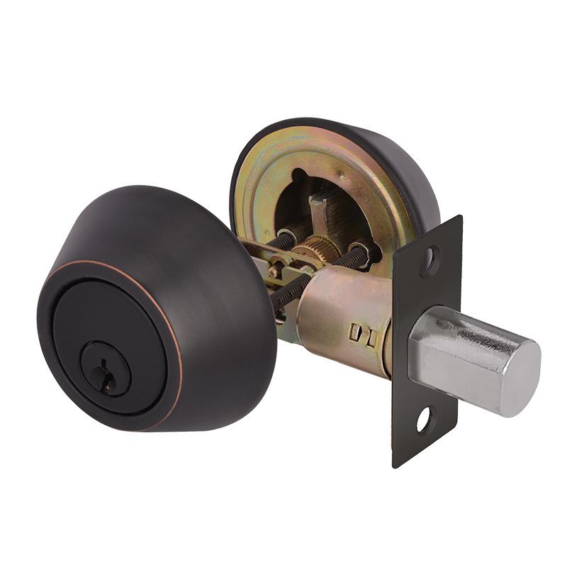 Home Door Gate Single Cylinder Deadbolt Stainless Steel Dead Bolt Door Lock Round-shape Locking Gear Door Lock Invisible Lock