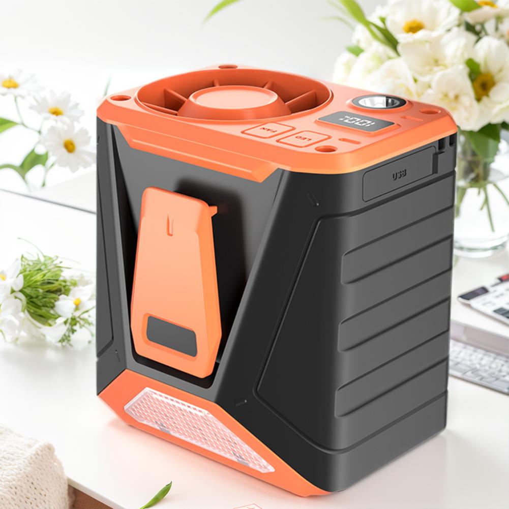 Mini Cooling Fan Rechargeable Belt Clip Fan 9000mAh Wearable Personal Fan LED Emergency Light for Outdoor Hiking Climbing Sports