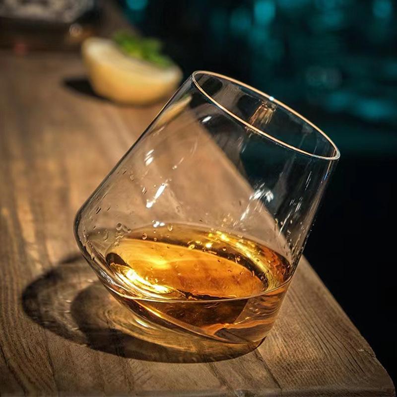 530ml Transparent Foreign Wine Mug Creative Rotating Whiskey Glass Irregular Glass Cup Tumbler Down Bar KTV Club Wine Glasses