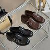 New New Small Leather Shoes Round Head Retro Brock Women's Shoes Carved Oxford Shoes