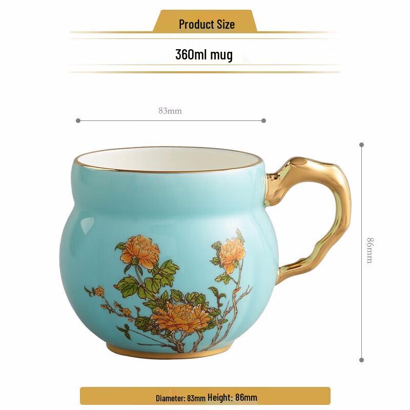 Auratic Madam Porcelain West Lake Blue Teacup with Gift Box
