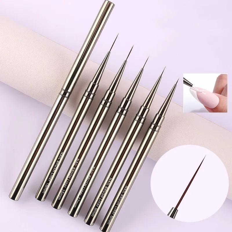 6/9/12/15/18mm Nail Liner Pinsel Set Zeichnen Linien Streifen Malerei Blume Stift Nail art Maniküre Metall Griff
