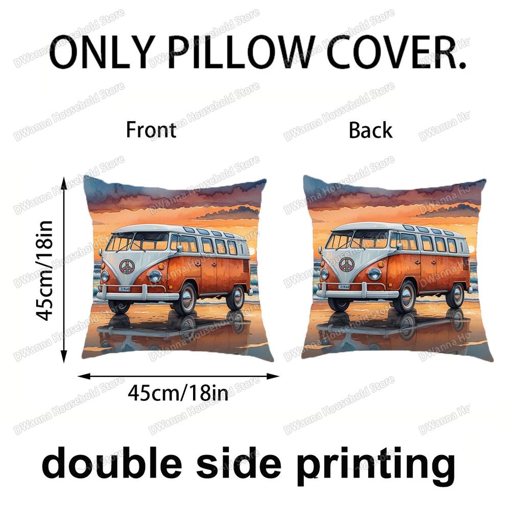 Funda de cojín para funda de almohada de furgoneta de acuarela, para viajar a la playa, sofá, cama, coche, fundas decorativas para sala de estar