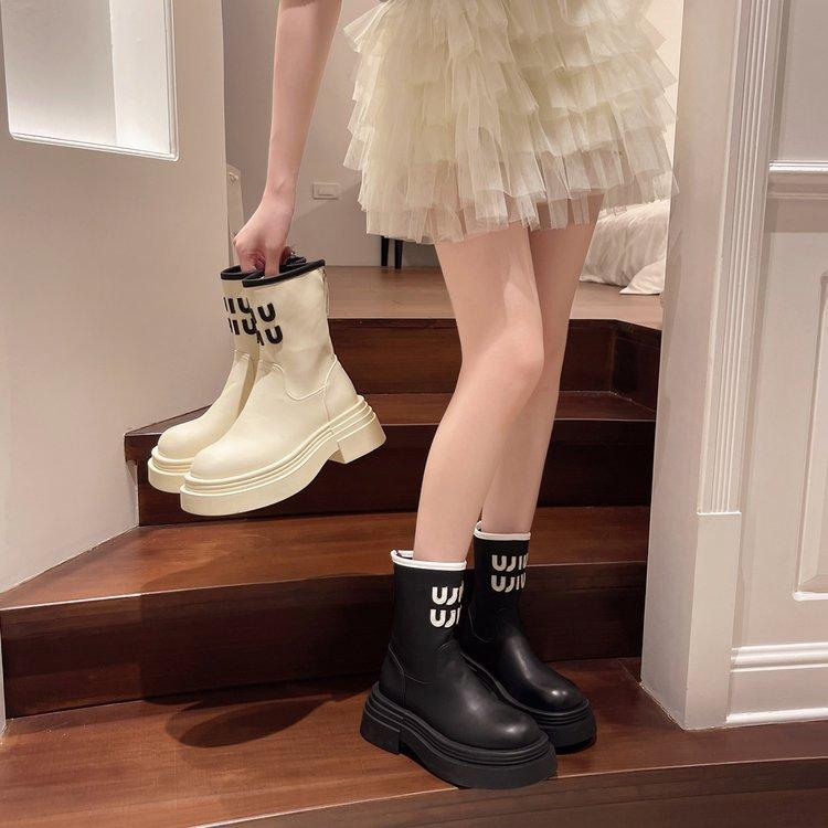 Letter British style short boots women's summer 2025 new versatile Maillard casual low tube thin single boots women