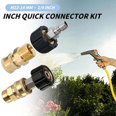 2 Stück M22 Schwenkbarer Hochdruckreiniger-Adapter-Set 3/8'' Schnellkupplung Schnellverbindung Schnellkupplungs-Kit Rostfreier Messing