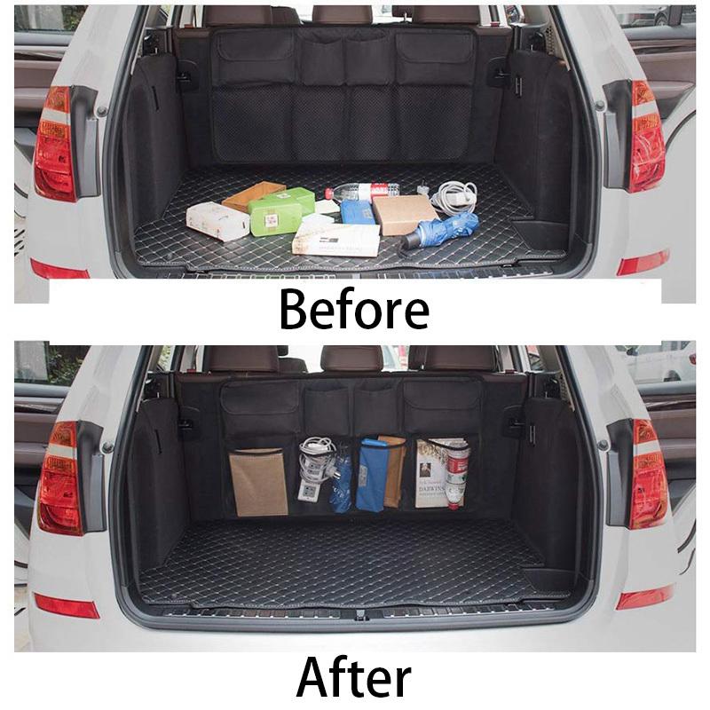 Organizzatore per bagagliaio per auto Borsa portaoggetti per sedile posteriore regolabile Rete ad alta capacità Organizzatori per sedili posteriori per automobili Oxford multiuso universali