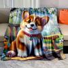 Corgi Puppy Print Blanket Warm Soft Fluffy Kids and Adults Sofa Bed Throw Blanket for Home Travel Camping Luxury Gifts