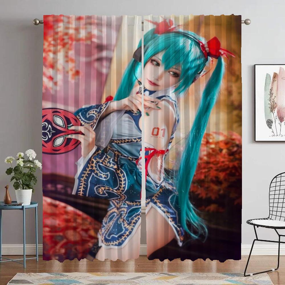 Partition Hatsune M-Miku Curtain Window Home Interior Curtains for Camera Curtains Child Room Tulle for Bedroom Shades Living