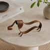 Open-Frame Wiener Dog Sculpture In Metal with a Mottled Aged-Look Finish for Indoor Cabinets, Shelves, and Desktops