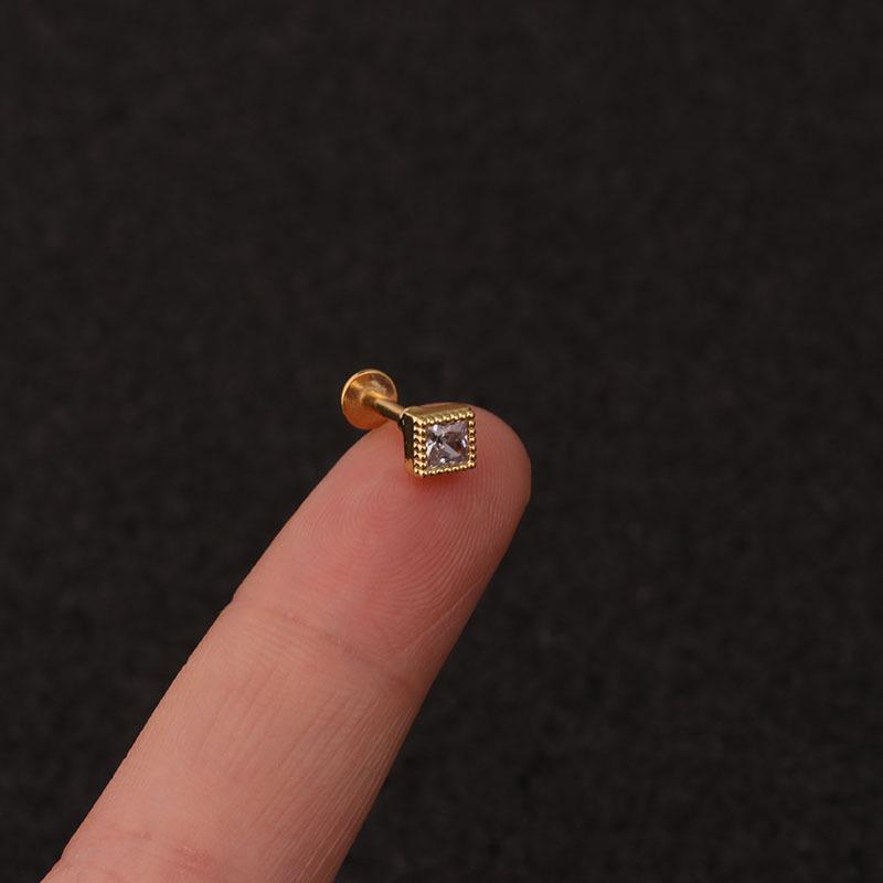 Zircon Lip & Cartilage Flower Ear Stud - Stainless Steel Multifunctional Piercing Jewelry