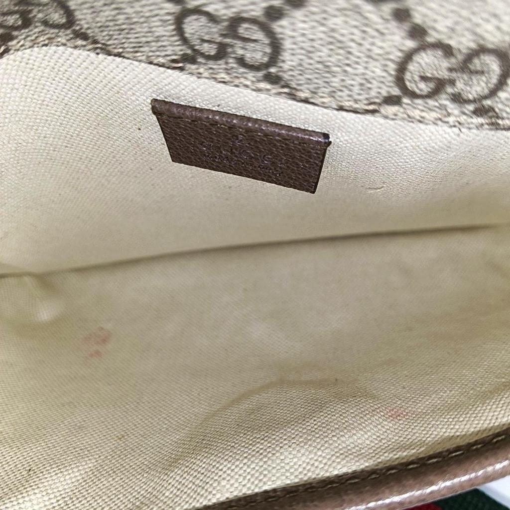 [Pre-Owned] Neo Vintage Series Gold Foil Logo Monogram Tiger Head Decorative Striped Shoulder Strap Canvas And Leather Messenger B - Excellent #VE3BWG