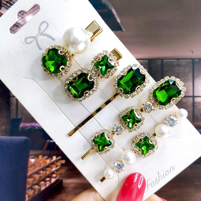 Neues Set Damen Haarspangen Schmuck Mode Kristall Haaraccessoires für Mädchen Luxus Perle Geometrische Haarspangen Nadeln Weihnachtsgeschenk