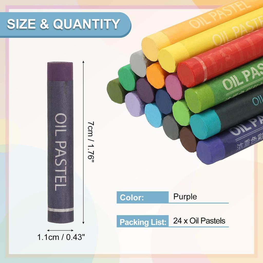 PATIKIL Purple Oil Pastels, 24 Pieces Soft Oil Crayons for Art Painting, Drawing, Blending, Doodles, Art Supplies for Beginner Artists