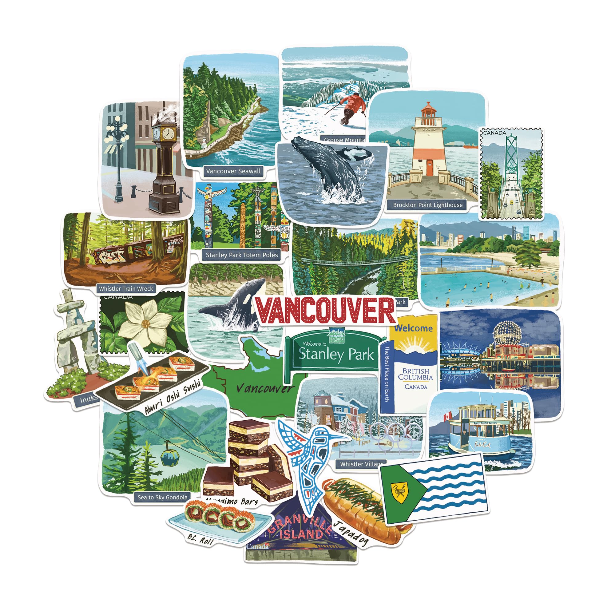 

Navy Peony Vancouver Travel Sticker