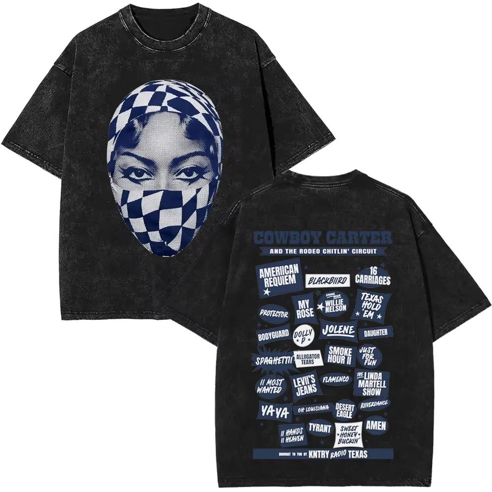 Retro Tvättad Beyonce Renaissance Världsturné T-shirt Album Konsert Musik T-shirts Herr Dam Vardaglig Bomull Vintage T-shirts
