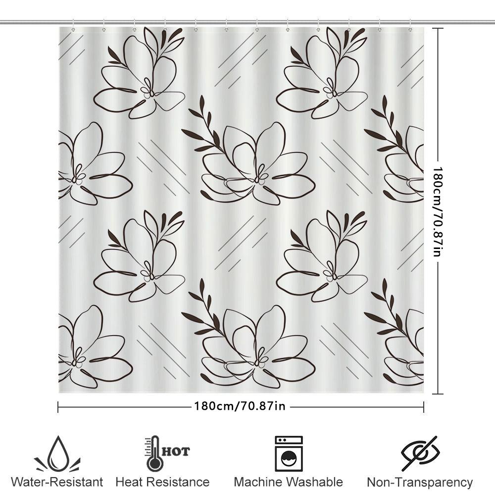Modern Bath Curtain Floral Print Decorative Shower Curtain For Bathroom Waterproof Home Decoration