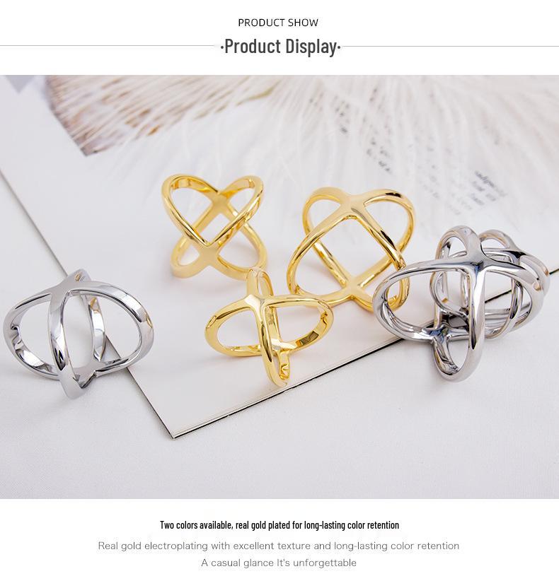 High-End Dual-Use Copper X-Shaped Silk Scarf Ring for Women