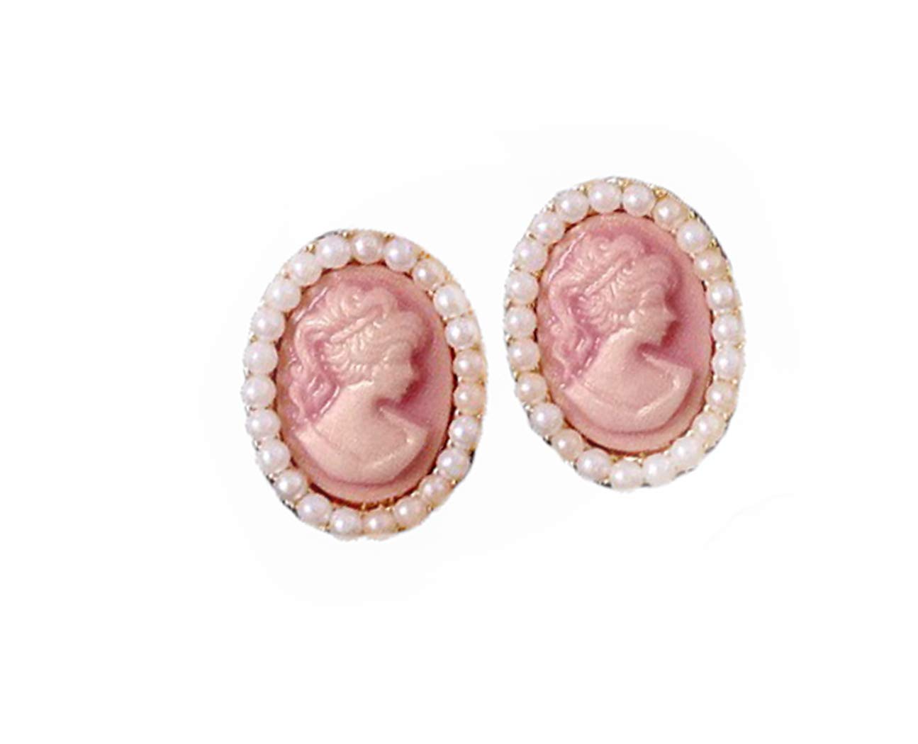 

Аксесуари для сережок Dokuichigo Cameo Embossed Retro Vintage Style (Рожевий) рожевий