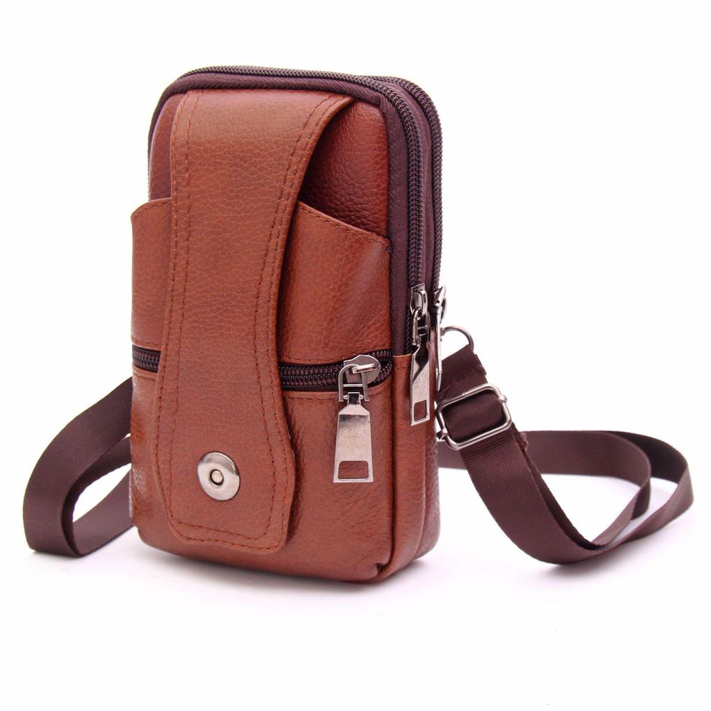 Genuine Leather Men's Multifunctional Phone Waist Bag