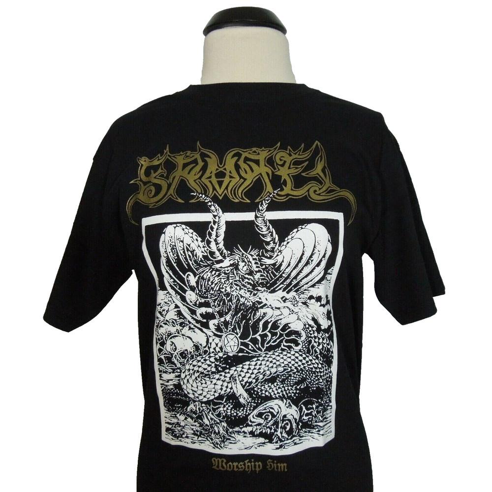 SAMAEL Worship Him M MEDIUM T-Shirt Black Mens Band Logo Unisex T-Shirt S