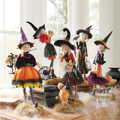 Halloween Witch Doll Resin Ornament Office Bedroom Desktop Charming Figurine Decoration Ornament Synthetic Resin Material