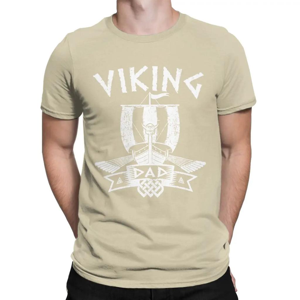 Viking Dad Father Scandinavian Norse Mythology T Shirt Men's Cotton T-Shirts Round Neck Tee Shirt Short Sleeve Clothes Gift Idea