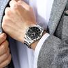 OPK Men's Quartz Watch, Stylish, Classic, Stainless Steel, Date Display, Waterproof, Luminous, Perfect for School or Office, Black