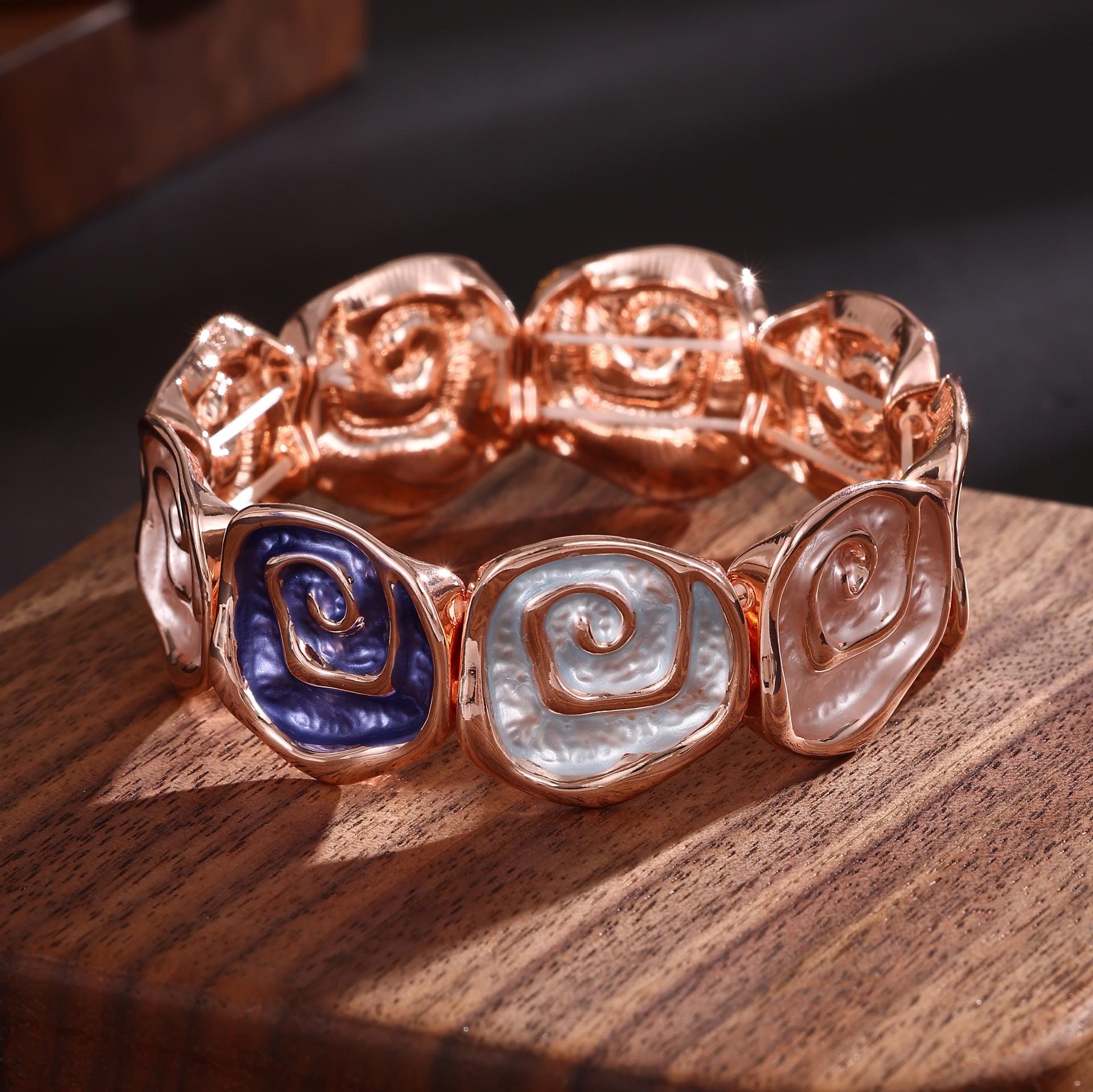 

Новый цвет Масло Геометрическая Роза Эластичный Браслет Мода Премиум Женский Универсальный Сплав Браслет